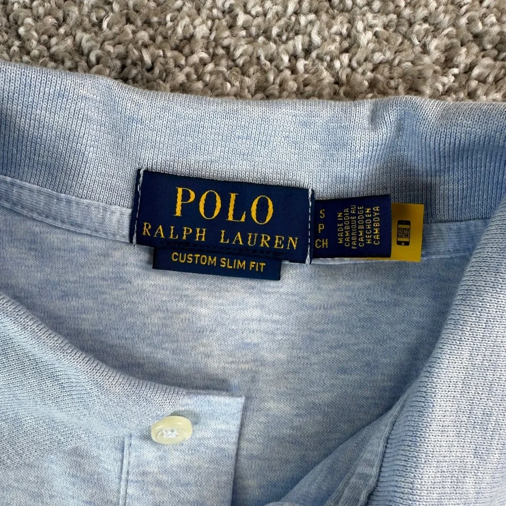 Polo Ralph Lauren Polo Shirt Mens Small Blue Custom Slim Fit Pony Knit NEW